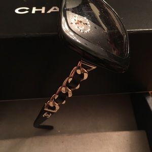 Chanel Black Chain Link &Leather Sunglasses